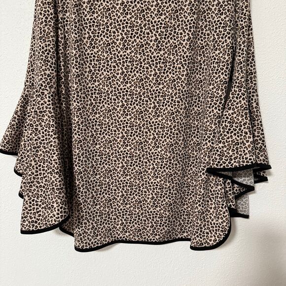 Coco Bianco Women's Animal Print Bell Sleeve Top Size XL - Picture 2 of 10
